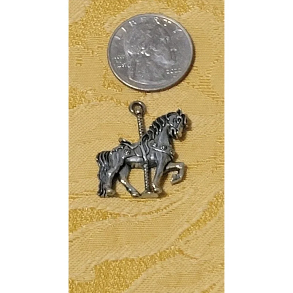 Vintage Pewter Carousel Horse Charm Signed RP G&S ©1989 1